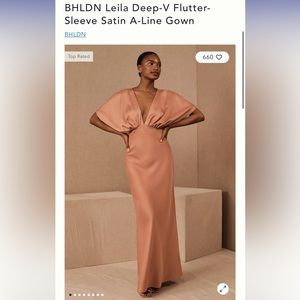 BHLDN Leila Deep-V Flutter Sleeve gown